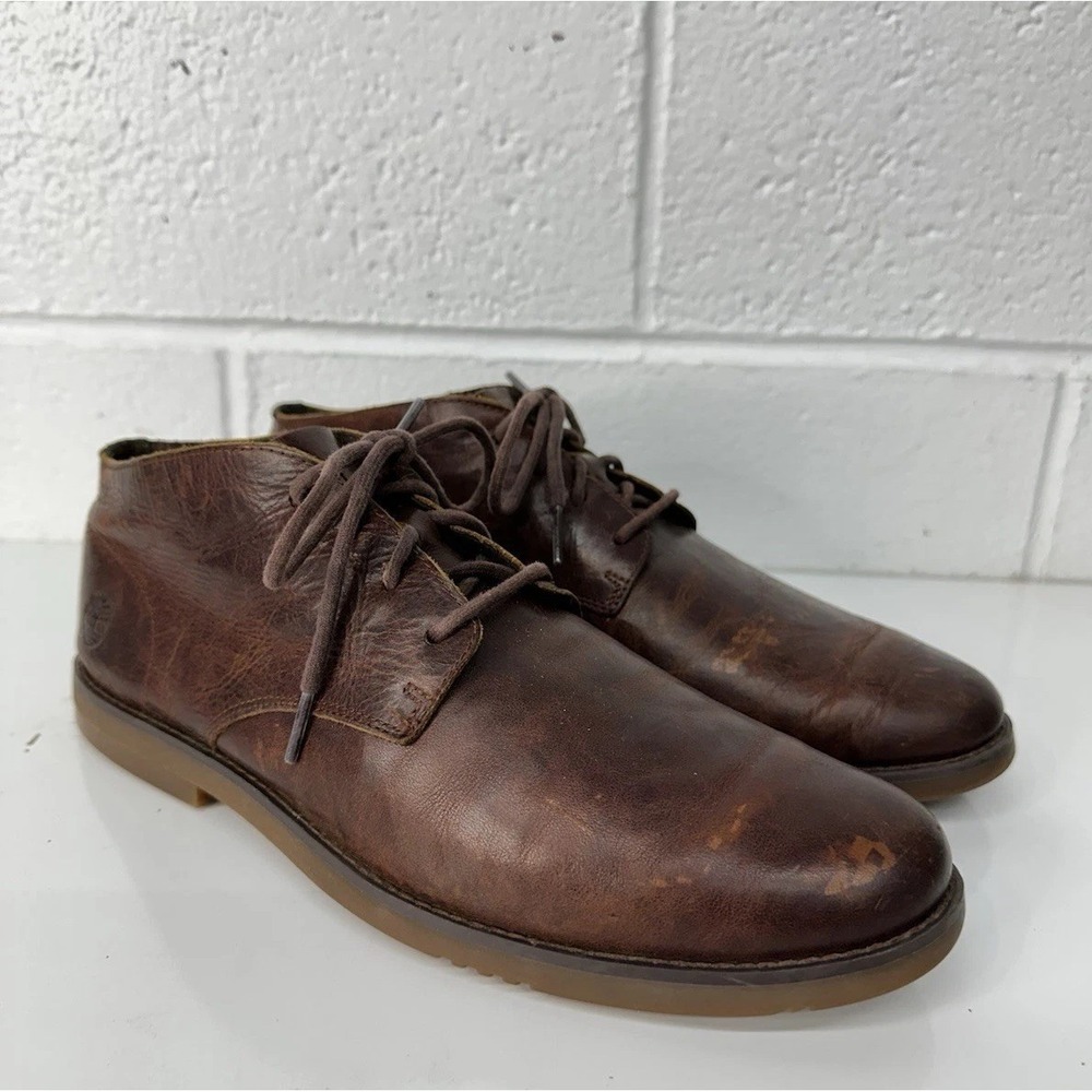 Timberland Yorkdale Brown Leather Lace Up Chukka Boots A22GK Men's Size 9